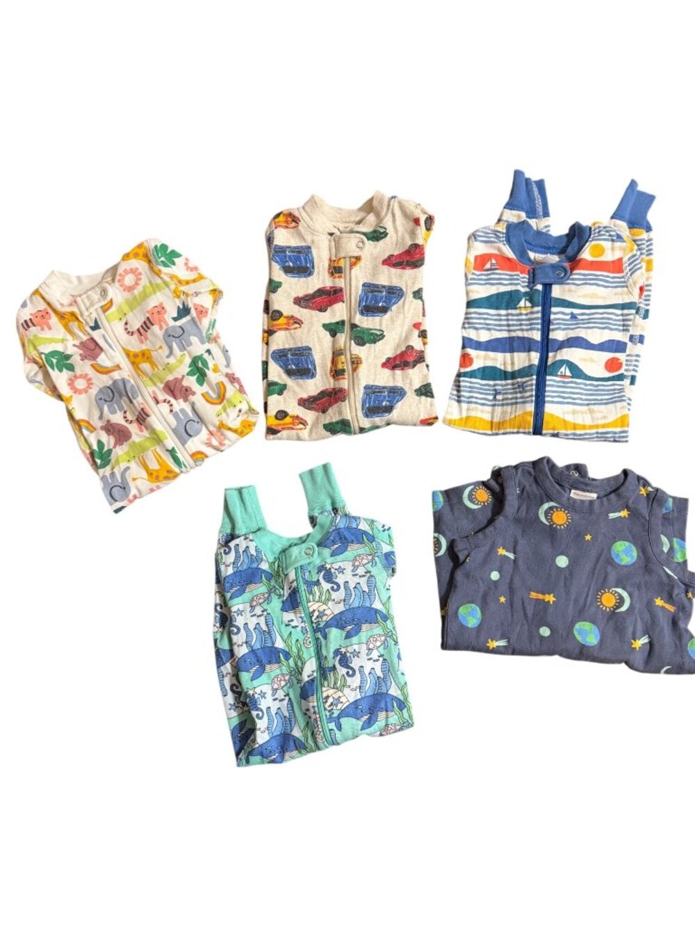 Hanna Anderson 5-Pack Baby Sleeper Pajamas & Romper Bundle Mixed Prints Cotton B